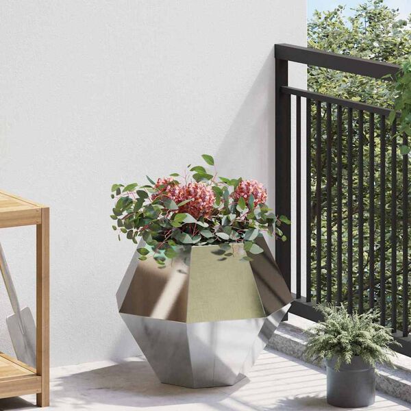 vidaXL Floreira Prateado 50 x 50 x 40 cm A&ccedil;o inoxid&aacute;vel