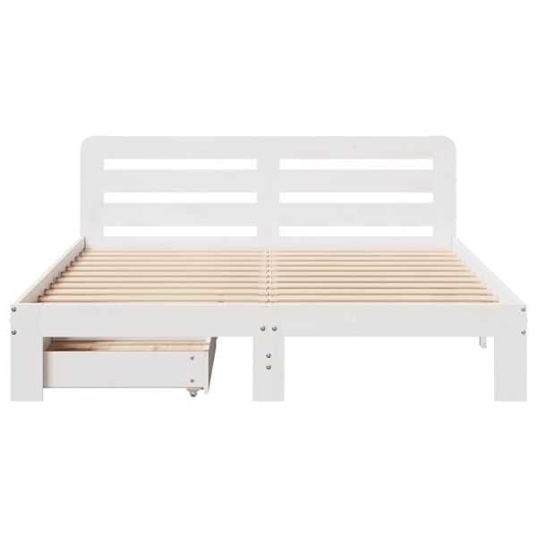 vidaXL Cama sem colch&atilde;o 160x200 cm madeira de pinho maci&ccedil;a branco