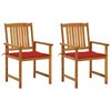 vidaXL Cadeiras de jardim com almofad&otilde;es 2 pcs ac&aacute;cia maci&ccedil;a