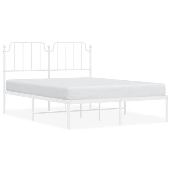 vidaXL Estrutura de cama com cabeceira 135x190 cm metal branco