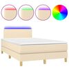vidaXL Cama box spring c/ colch&atilde;o e LED 120x200 cm tecido cor creme
