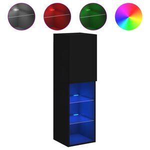 vidaXL M&oacute;vel de TV com luzes LED 30,5x30x102 cm preto