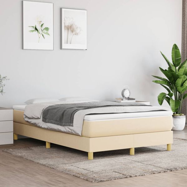 vidaXL Cama boxspring com colch&atilde;o 120x190 cm tecido cor creme