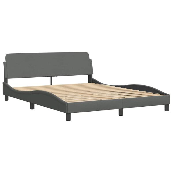 vidaXL Estrutura de cama Dover 160x200 cm tecido cinzento-escuro