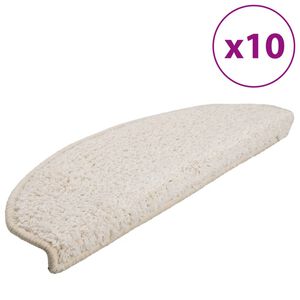 vidaXL Tapetes de escada 10 pe&ccedil;as 65x21x4 cm branco semicircular grande
