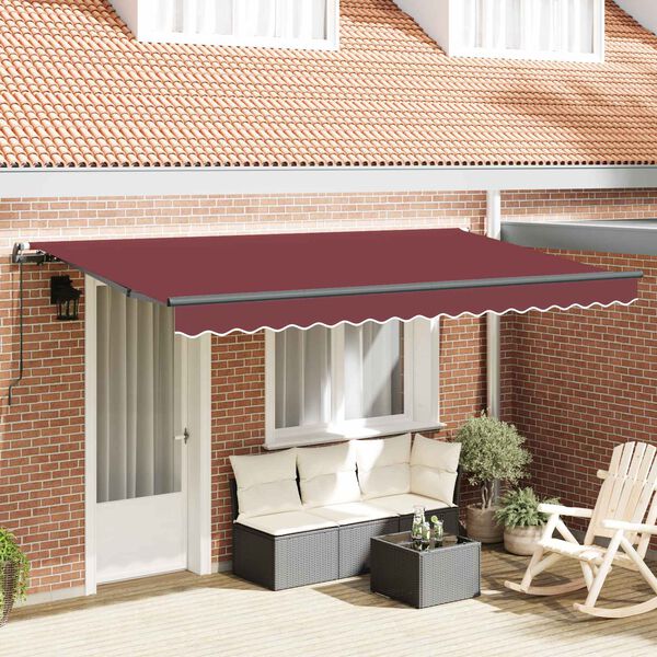 vidaXL Toldo Retr&aacute;til Manual Borgonha 400 x 200 cm tecido