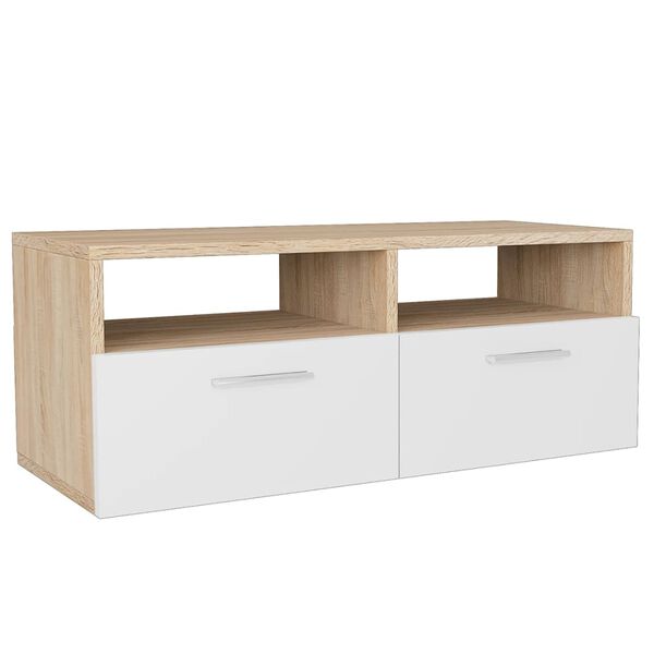 vidaXL Móveis de TV 2 pcs aglomerado 95x35x36 cm cor carvalho e branco