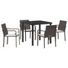 vidaXL Conjunto de Jantar para Jardim 5 unid. Marrom e Preto