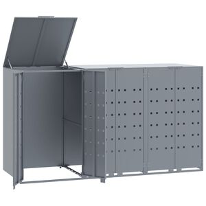 vidaXL Abrigo para 3 caixotes do lixo 207x79x117 cm a&ccedil;o cinzento