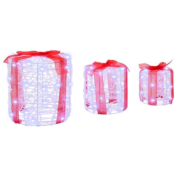 vidaXL Decora&ccedil;&atilde;o Caixa de Presente 3 pcs Branco frio 20 x 20 x 21 cm