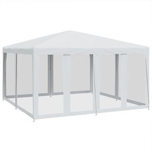 vidaXL Tenda p/ festas c/ 8 paredes laterais malha 4x4 m PEAD branco