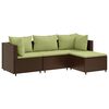 vidaXL 4 pcs conjunto lounge jardim c/ almofad&otilde;es vime PE castanho
