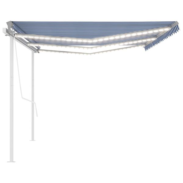 vidaXL Toldo retr&aacute;til manual com LED 6x3,5 m azul e branco
