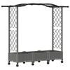 vidaXL Cama Elevada com Treli&ccedil;a e Telhado Cinzento-claro PP
