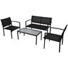 vidaXL 4 pcs conjunto lounge para jardim textilene preto
