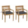 vidaXL Cadeiras Bat&aacute;via c/ almofad&otilde;es antracite 2 pcs teca maci&ccedil;a