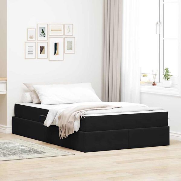 vidaXL Cama com arruma&ccedil;&atilde;o e colch&atilde;o Preto 120 x 200 cm Veludo