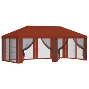 vidaXL Capa de Gazebo com Laterais 6 x 3 m Terracota Poli&eacute;ster 190