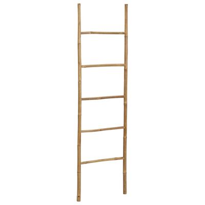 vidaXL Toalheiro escada com 5 degraus bambu 170 cm