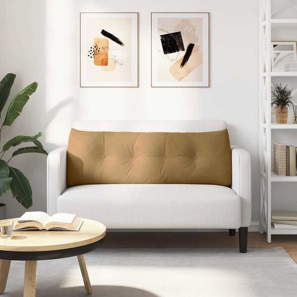 vidaXL Travesseiro para Costas Castanho 140 x 24 x 50 cm Veludo