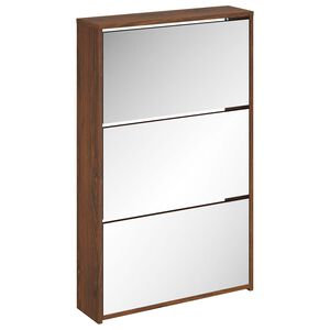 vidaXL Sapateira com espelho 3 divis&oacute;rias 63x17x102,5 cm