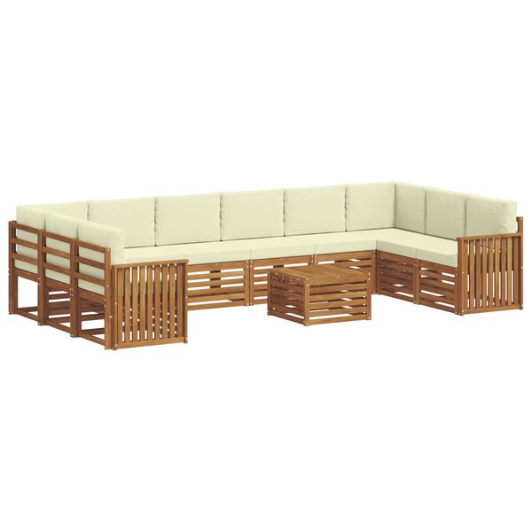 vidaXL Conjunto de Sof&aacute; Sectional com almofada 11 pcs Natural e Creme