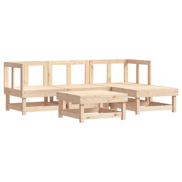 vidaXL 5 pcs conjunto lounge de jardim madeira de pinho maci&ccedil;a