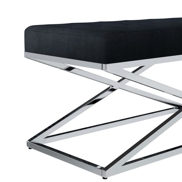 vidaXL Banco 97 cm veludo e a&ccedil;o inoxid&aacute;vel preto