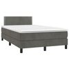 vidaXL Cama box spring c/ colch&atilde;o/LED 120x200cm veludo cinzento-escuro