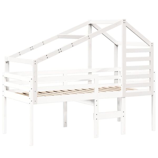 vidaXL Telhado de cama infantil 188x82x113 cm pinho maci&ccedil;o branco