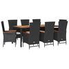 vidaXL 9 pcs conjunto de jantar p/ jardim c/ almofad&otilde;es vime PE preto