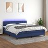 vidaXL Cama box spring c/ colch&atilde;o e LED 160x200 cm tecido azul
