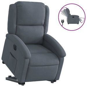 vidaXL Poltrona reclin&aacute;vel elevat&oacute;ria el&eacute;trica veludo cinzento-escuro