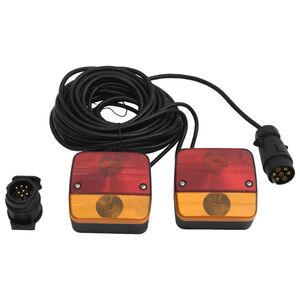 vidaXL Farolins reboque 2 pcs 10,5x5x9,5 l&acirc;mpada cl&aacute;ssica 12V vermelho