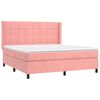 vidaXL Cama box spring c/ colch&atilde;o/LED 180x200 cm veludo rosa