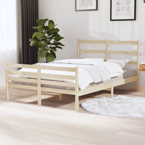 vidaXL Estrutura de cama pequena casal 120x190 cm pinho maciço