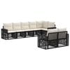 vidaXL Conjunto de Sof&aacute; de Jardim 8 pcs Preto e Branco Creme vime PE