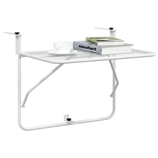 vidaXL Mesa para varanda 60x40 cm a&ccedil;o branco
