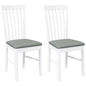 vidaXL Cadeiras de jantar com almofad&otilde;es 2 pcs madeira maci&ccedil;a branco