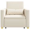 vidaXL Sof&aacute;-camas retr&aacute;til individual Branco creme 90 x 165 x 87 cm