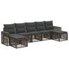 vidaXL Conjunto de Sof&aacute; de Jardim 7 pcs Cinza e Cinza Escuro vime PE