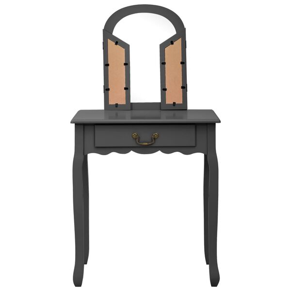 vidaXL Toucador c/ banco 65x36x128 cm MDF e madeira paulownia cinzento