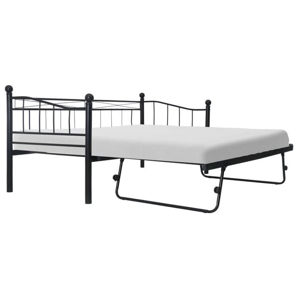 vidaXL Estrutura de cama em a&ccedil;o 180x200/90x200 cm preto