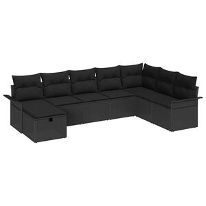 vidaXL Conjunto de Sof&aacute; de Jardim 8 pcs Preto Rattan Sint&eacute;tico