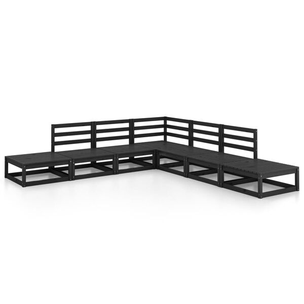 vidaXL 7 pcs conjunto lounge de jardim pinho maciço preto