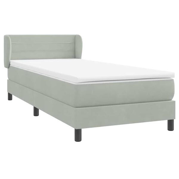 vidaXL Cama com molas/colch&atilde;o 100x220 cm veludo cinza-claro