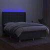 vidaXL Cama box spring c/ colch&atilde;o e LED 140x190 cm tecido cinza-escuro