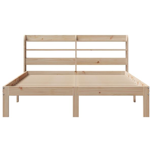 vidaXL Estrutura cama c/ cabeceira 140x190 cm pinho maci&ccedil;o