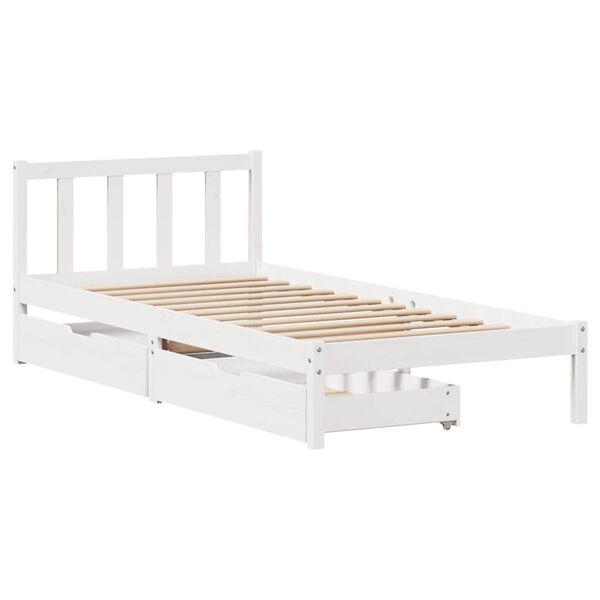 vidaXL Cama sem colchão 75x190 cm madeira de pinho maciça branco