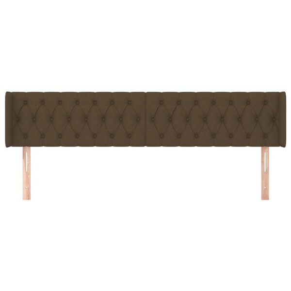 vidaXL Cabeceira de cama c/ abas tecido 183x16x78/88cm castanho-escuro